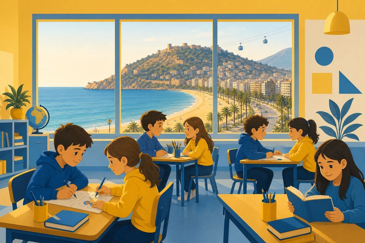 Alanya merkez için çocuklara yapay zeka okulu illüstrasyonu