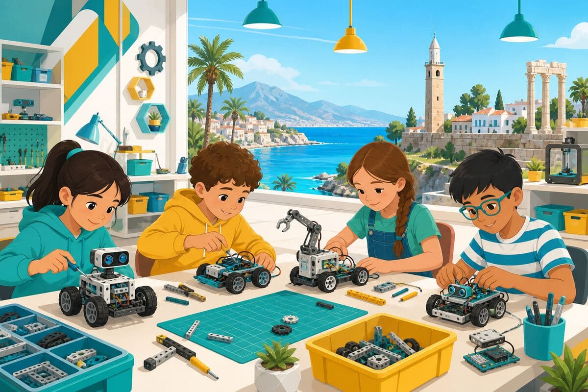 Antalya'da çocuklar için robotik kodlama atölyesi illüstrasyonu